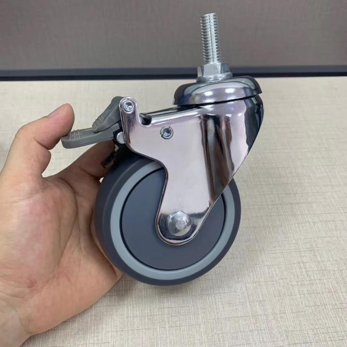 چرخ کاناپه کاسترز قفل کننده 4 اینچی PU Mute پزشکی متوسط ​​وظیفه چرخ بیمارستان 0
