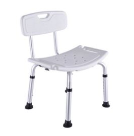 صندلی حمام بیمارستانی روکش مات از آلیاژ آلومینیوم قابل تنظیم ارتفاع سفید