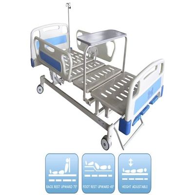 تختخواب بیمارستانی با سایز کامل با دو میل لنگ متحرک همراه با میز ناهار خوری