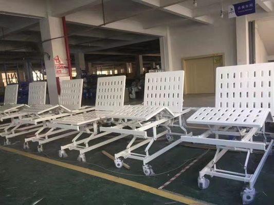 تخت بیمارستانی دستی پلاستیکی اسپری فولادی با دو لنگ برای بیمارستان سفید